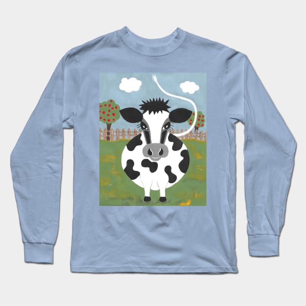 FUNNY Cow Lover Acrylic Painting Long Sleeve T-Shirt by SartorisArt1